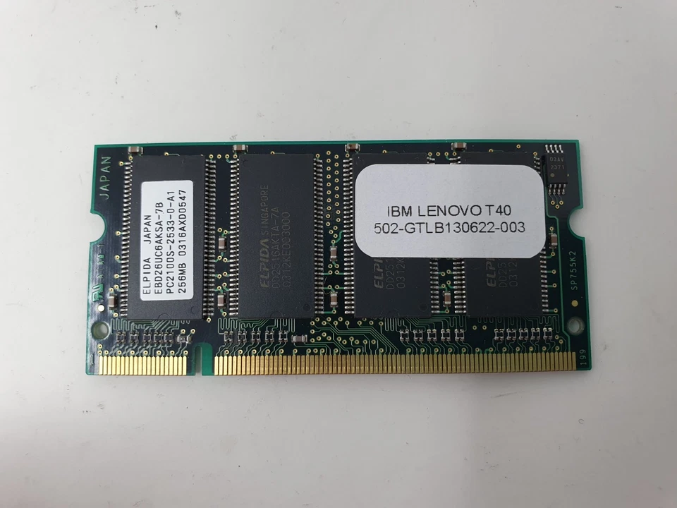 IBM ThinkPad T40 Memory RAM 256MB DDR PC2100S-2533 -0-A1 Elpida EBD26UC6AKSA-7B - Image 2 of 4
