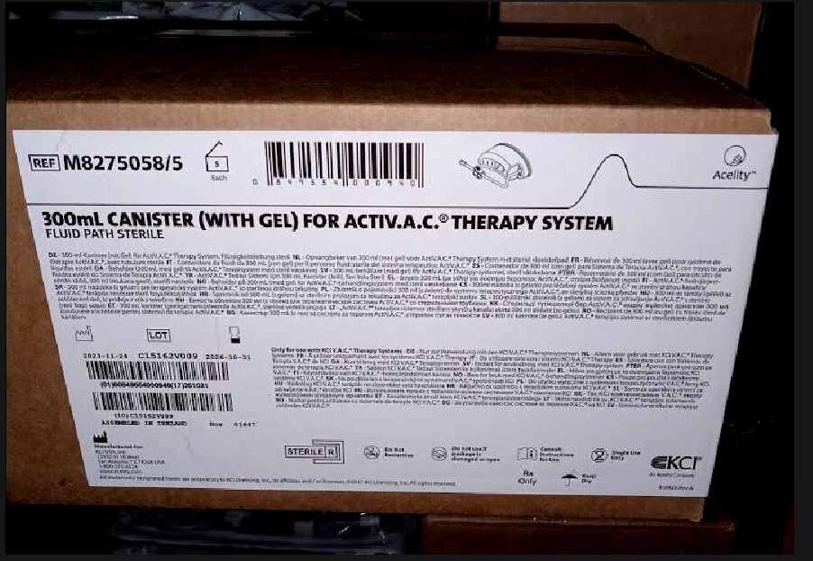 5 Pack Box KCI 300mL Canister (with Gel) For ActiV.A.C. Wound Vac EXP