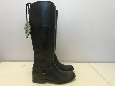 Womens 6.5 Frye Melissa Harness Inside Zip Dark Brown Medium Riding Boots 76929