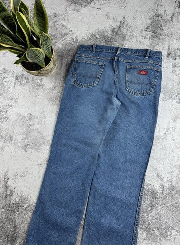 Vintage Distressed Faded Dickies Work Y2K Very Worn Blue Denim 38/32 Jeans Pants - Picture 16 of 21