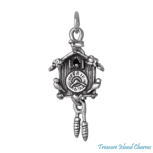 Cuckoo Wall Clock 3D Movable 925 Solid Sterling Silver Charm MADE IN USA