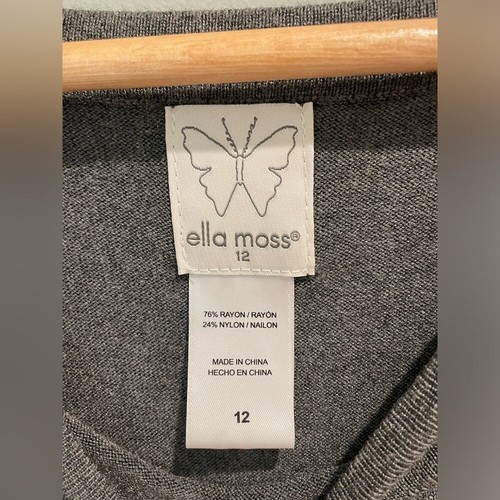 ELLA MOSS Girls Butterfly Sleeve Sweater Dress Heather Grey Stretchy-Size 12 - Picture 6 of 6
