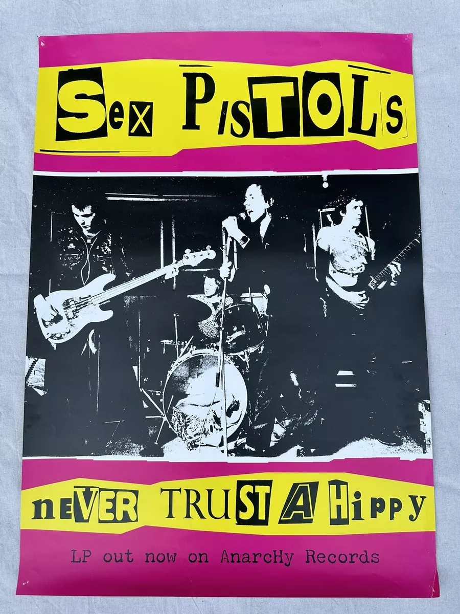 HTF Sex Pistols Never Trust a Hippie Poster 80s Punk Band Album
