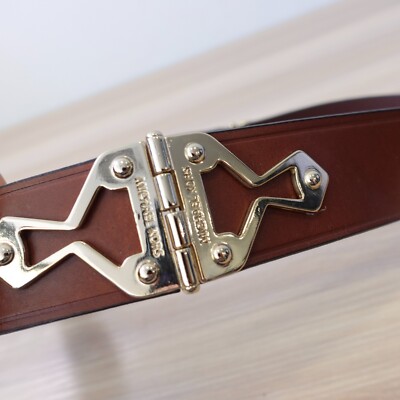 Chunky Studded Small Belt Brown MICHAEL KORS Leather‎ Gold Hinged Heavy High End Chunky Studded Small Belt Brown MICHAEL KORS Leather Gold  main image 3