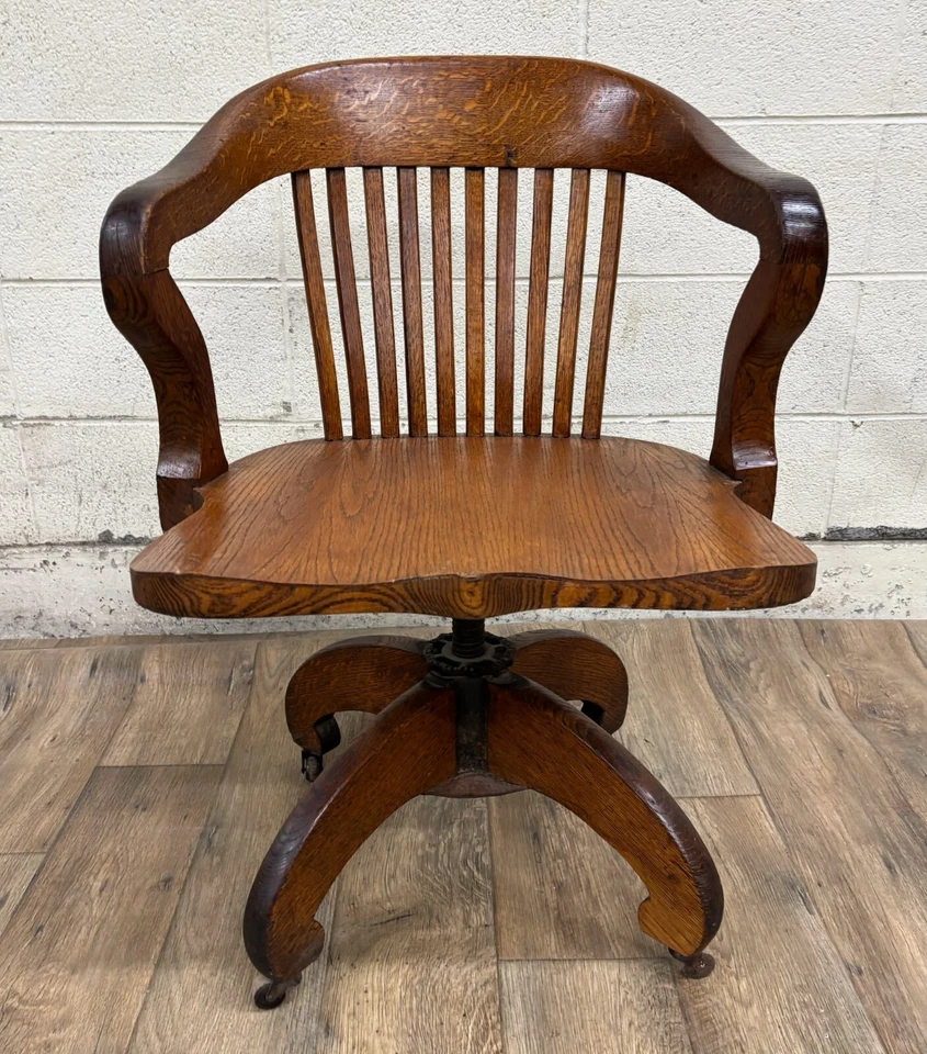 Antigua silla giratoria PH Meyer Co Artes y manualidades oficina abogado banquero jurado Foto 2 de 4