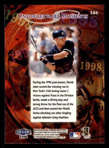 1998 Fleer Tradition #586 Derek Jeter UM - Picture 2 of 2