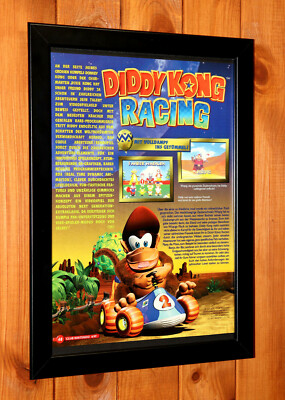 1997 Diddy Kong Racing N64 Vintage Rare Small Promo Poster / Ad