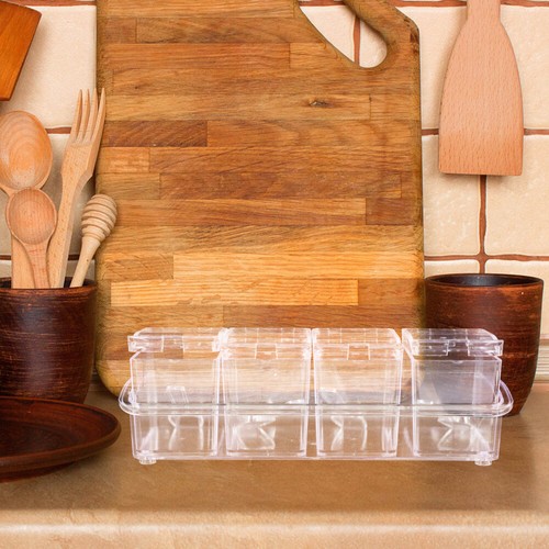 Plastic Clear Divided With Lid Case Kitchen Seasoning Box Condiment Storage Box - Picture 3 of 12