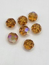 6pc Swarovski Crystal Topaz AB 10mm Faceted Round 5000 Beads