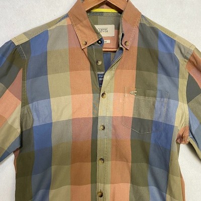 Camel Active Shirt Mens Small Plaid Slim Long Sleeve Warm Earth Tones Lumberjack