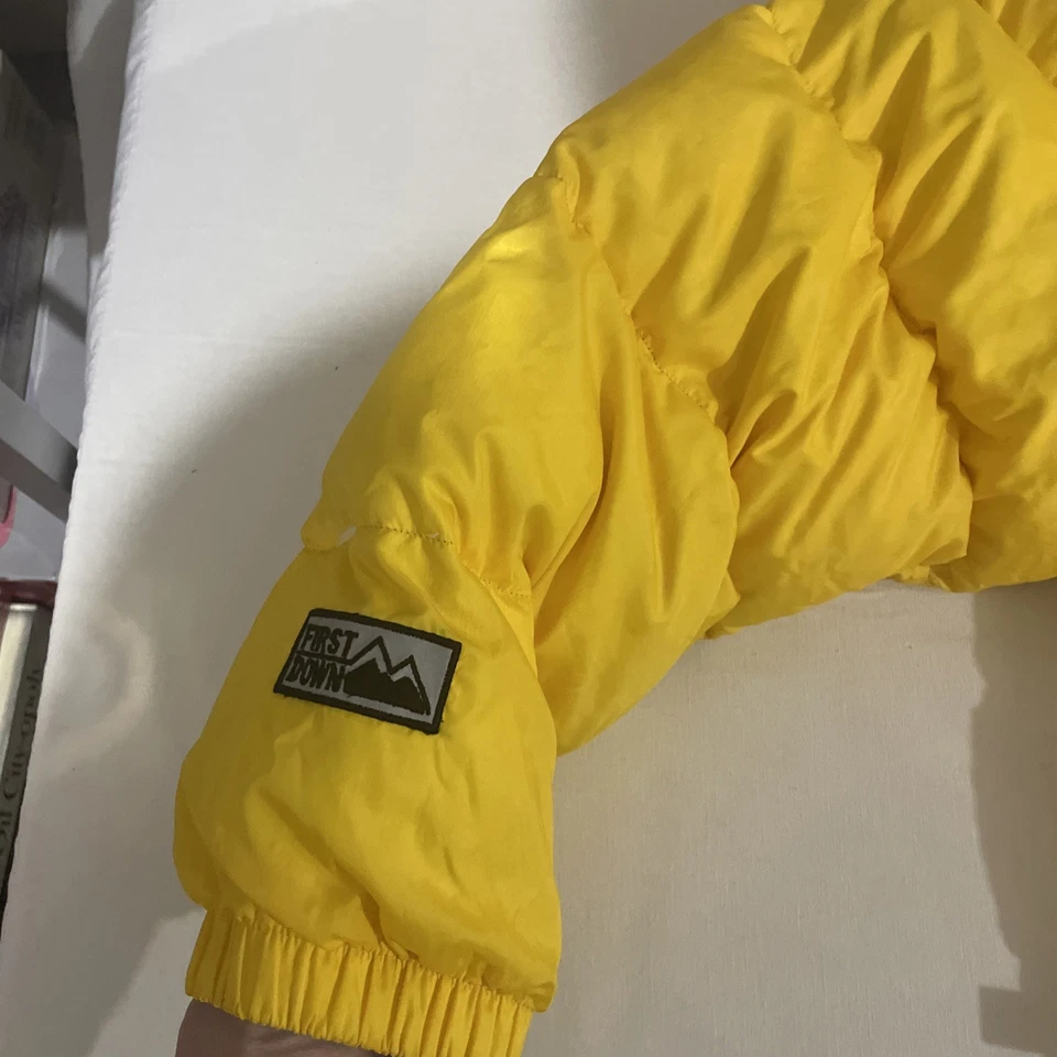 Chaqueta acolchada reversible First Down negra amarilla plumón de pato XL vintage años 90 Foto 4 de 4