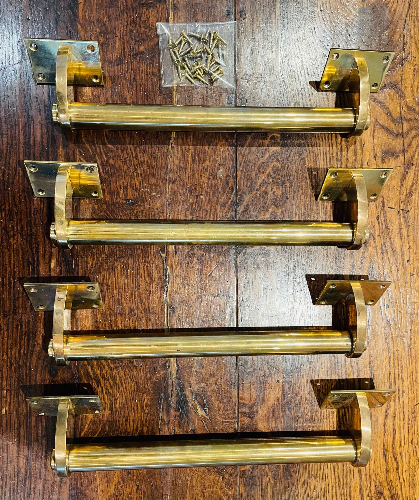 16" Antique Art Deco Door handles / Pull Handles, 2 Pairs, solid and