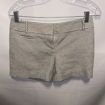 Women s Ann Taylor Loft Dress Shorts White W/ Blk Polka Dots sz 00