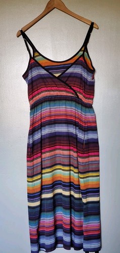 Athleta medium Havana RAINBOW multicolored striped dress midi