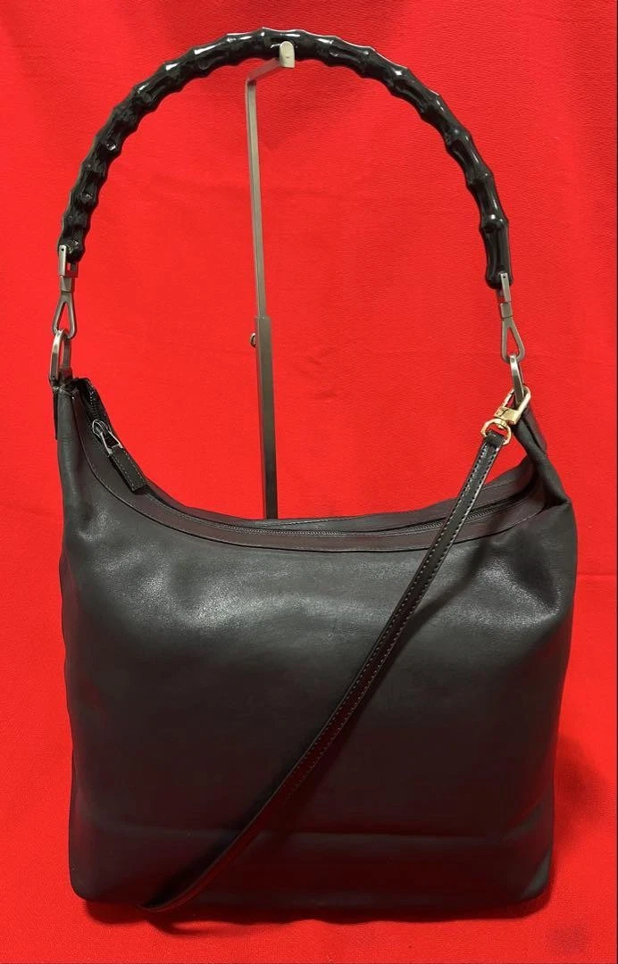 Sac fourre tout Gucci bambou noir cuir véritable créateur sac à main femme mode