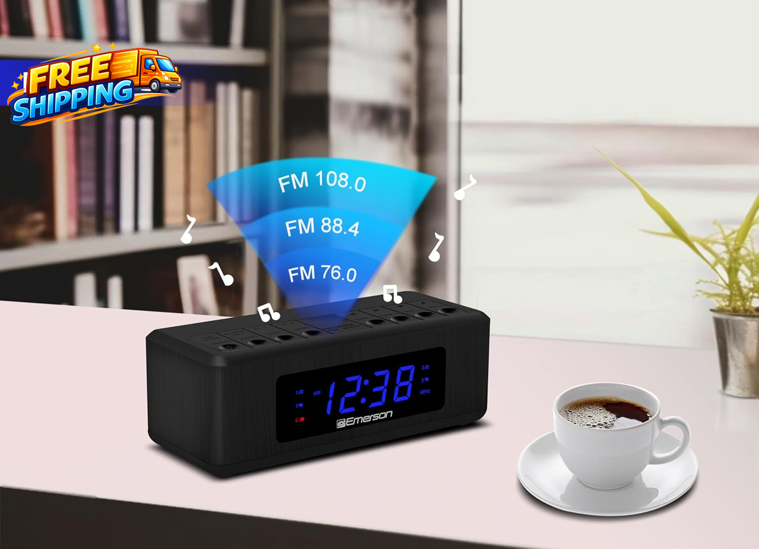 CK2023AM/FM Dual Alarm Clock Radio with 0.6 Blue LED Display 4-Level Dimmer