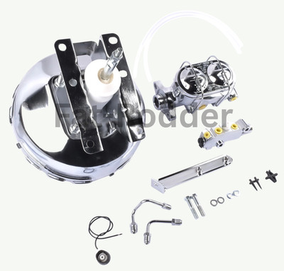 Chrome 11'' Power Brake Booster Master Cylinder & Valve Kit for 1973-93 Chevy GMC