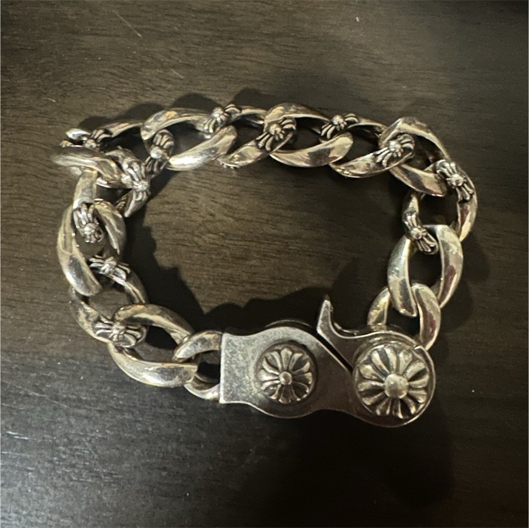 テ*キ様 CHROME HEARTS ブレスレット Chrome Hearts Cuban Link Chain Bracelet Silver Metal Box Clasp