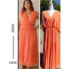 MSRP: $118 | ✨ ASOS DESIGN Curve Sherbet Orange Chiffon Maxi Dress – Size 18 ✨