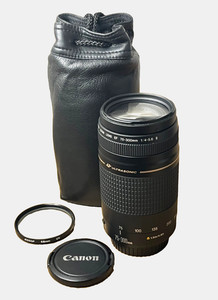 CANON EF 75-300mm f4-5.6 II ULTRASONIC AF TELE MACRO ZOOM LENS+CAPS+CASE EX!