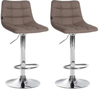 2Er Set Barhocker Jerry Stoff Chrom Taupe