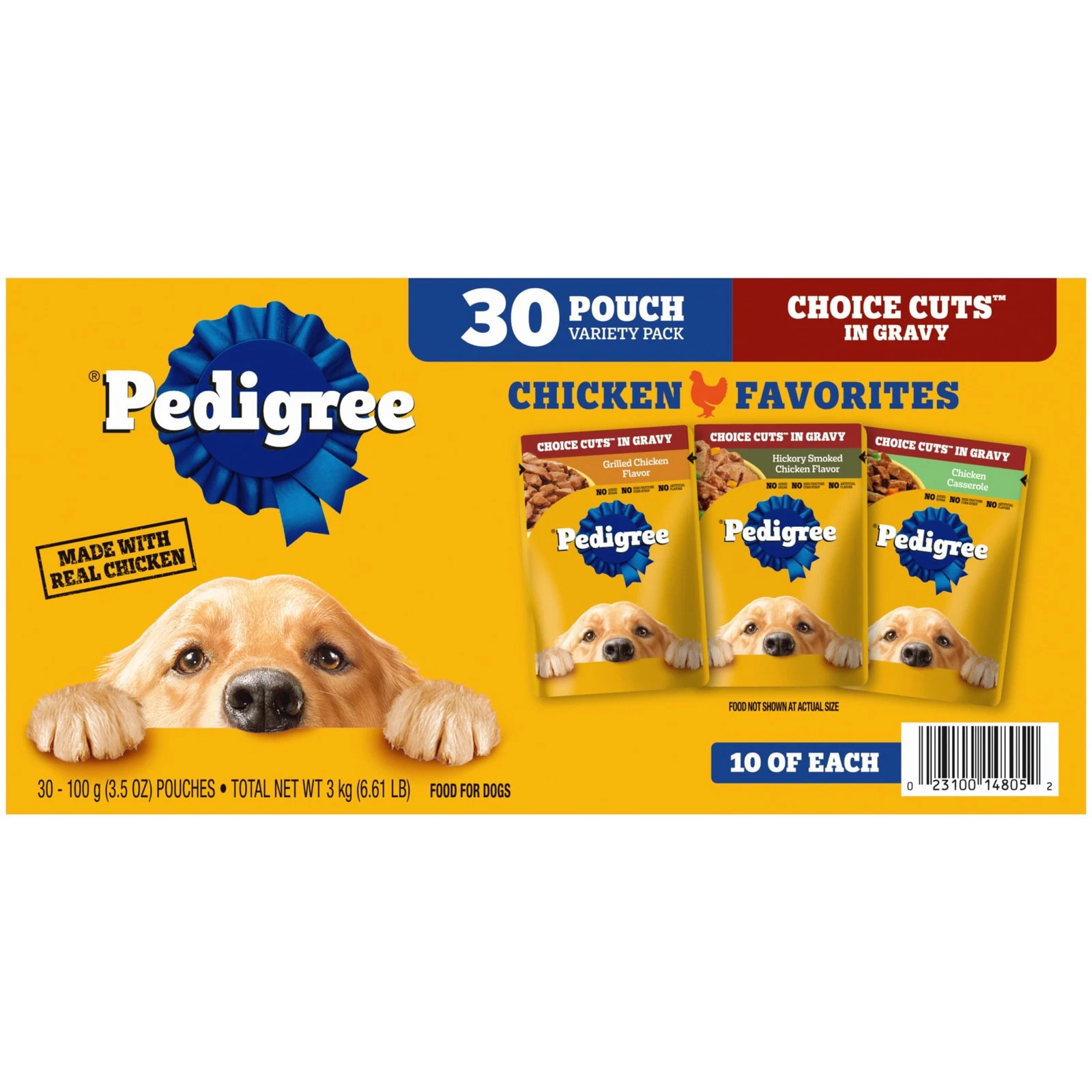 Adult Wet Dog Food Variety Pack in Gravy, 30 Soft Pouches - 3.5 oz Each