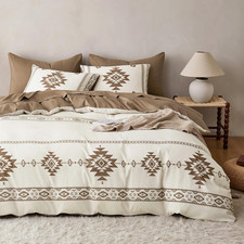 - Western Comforter Set, Boho Southwestern Farmhouse Style with Aztec Diamond Ge