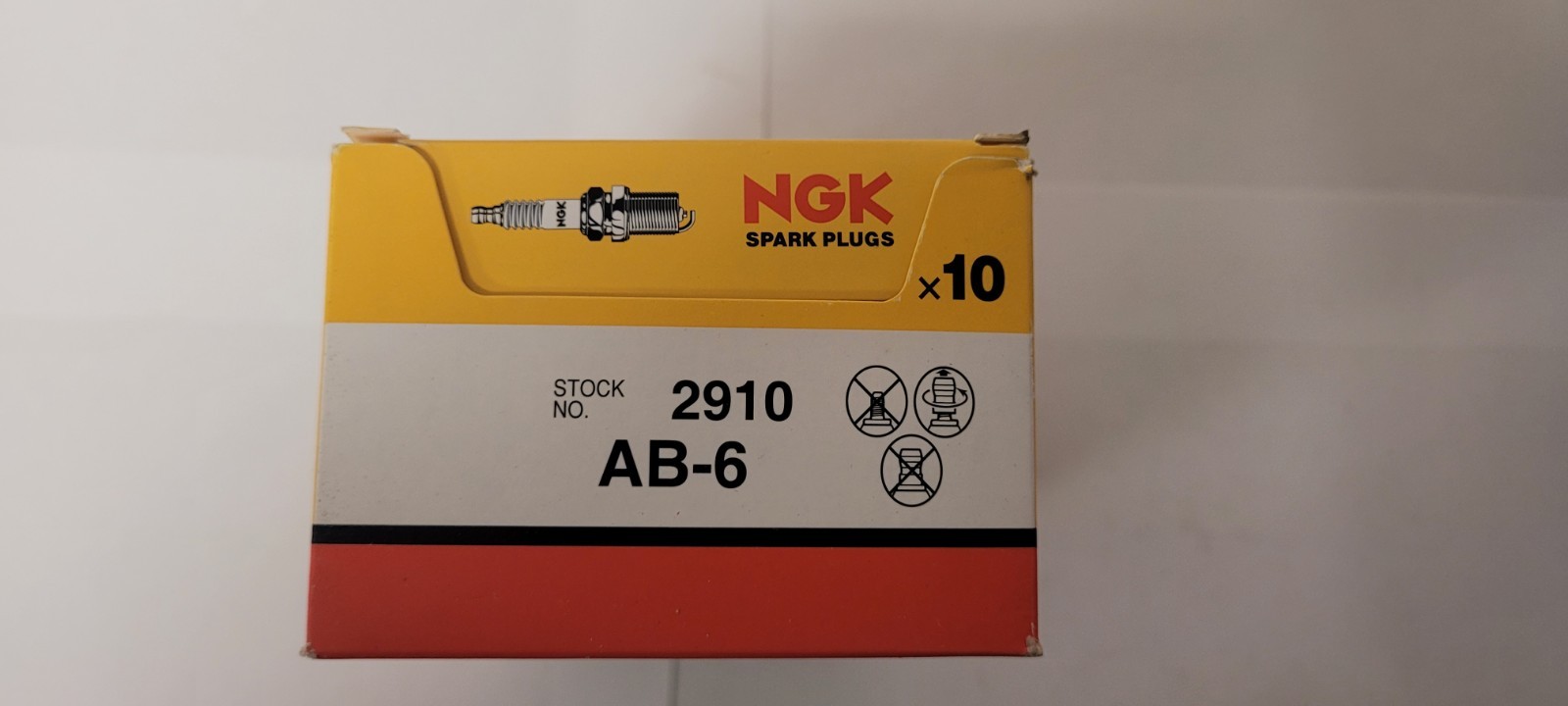 Set of 10 Genuine NGK 2910 AB-6 Nickel Spark Plugs