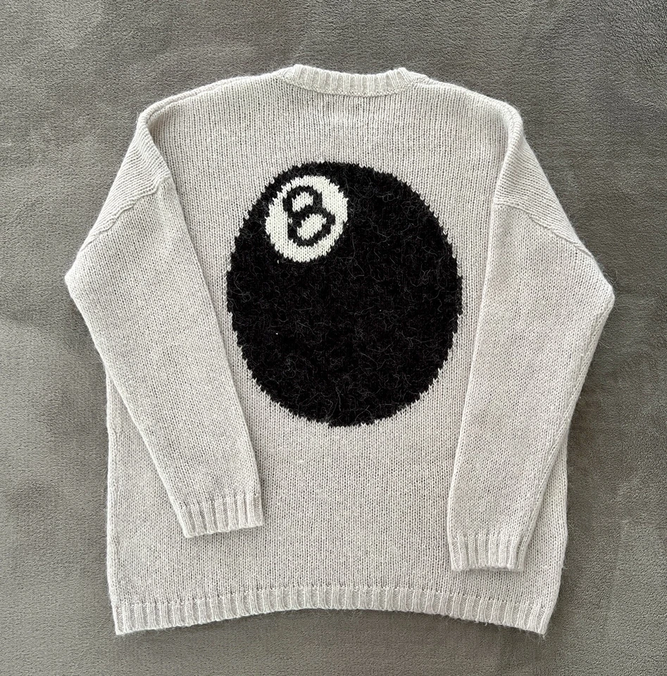 Pull Stüssy 8 Ball Heavy Brushed Mohair Sweatshirt Taille 10 M– Très bon état - Photo 1/4