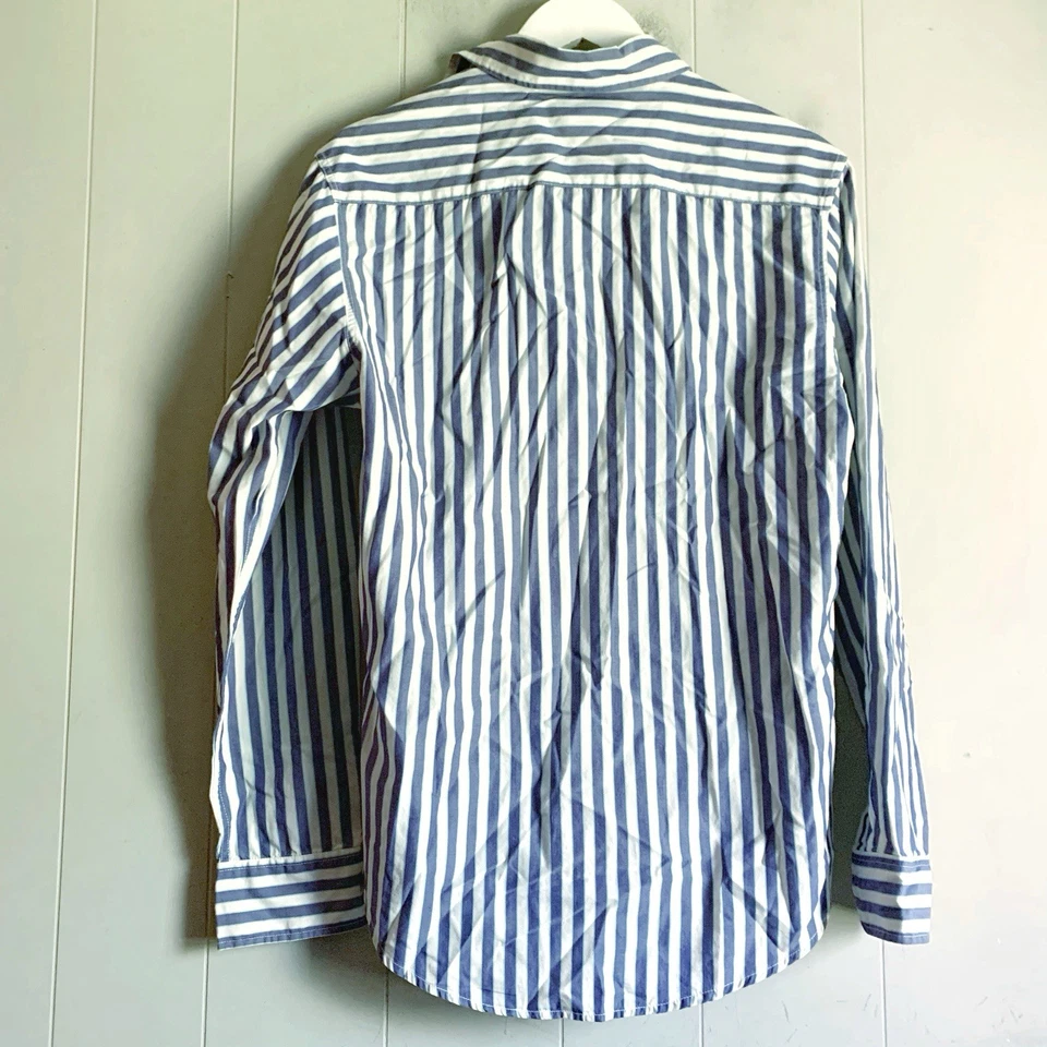 Camisa Oxford Masculina American Eagle Vintage Slim Fit Listras Azuis P - Imagem 2 de 3