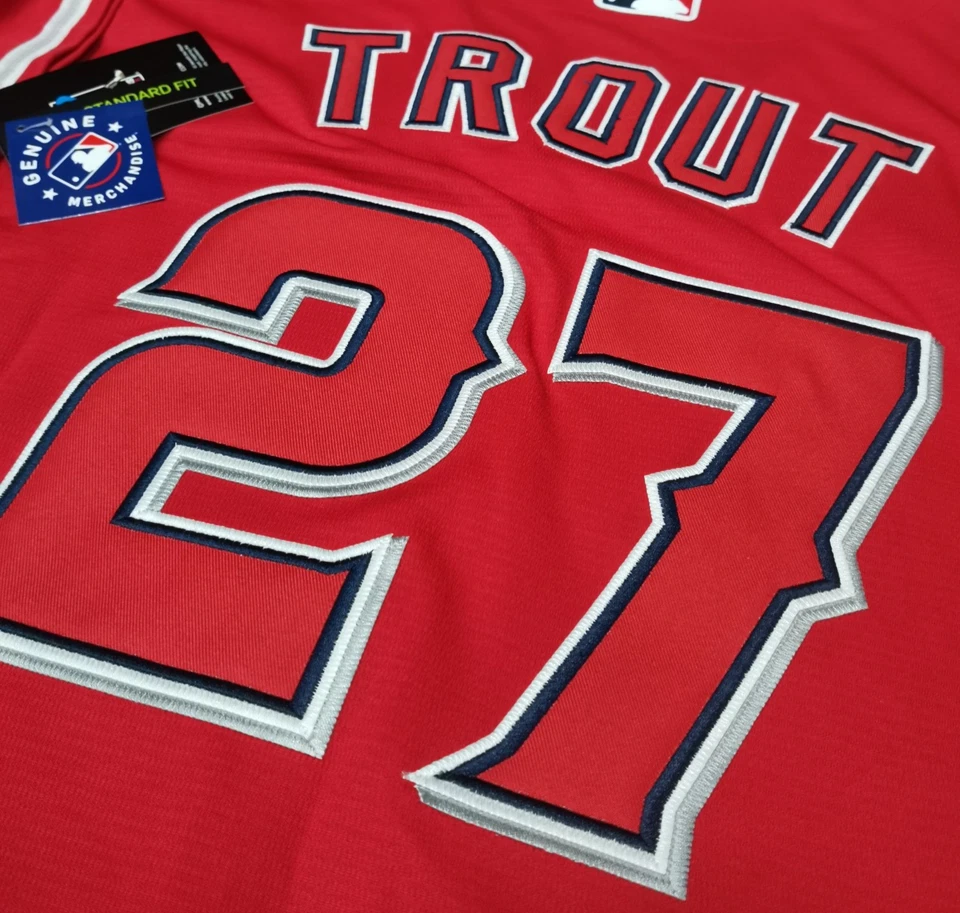 Mike Trout #27 Angels Red Cool Base Sewn Stitched Jersey. - Image 3 of 4
