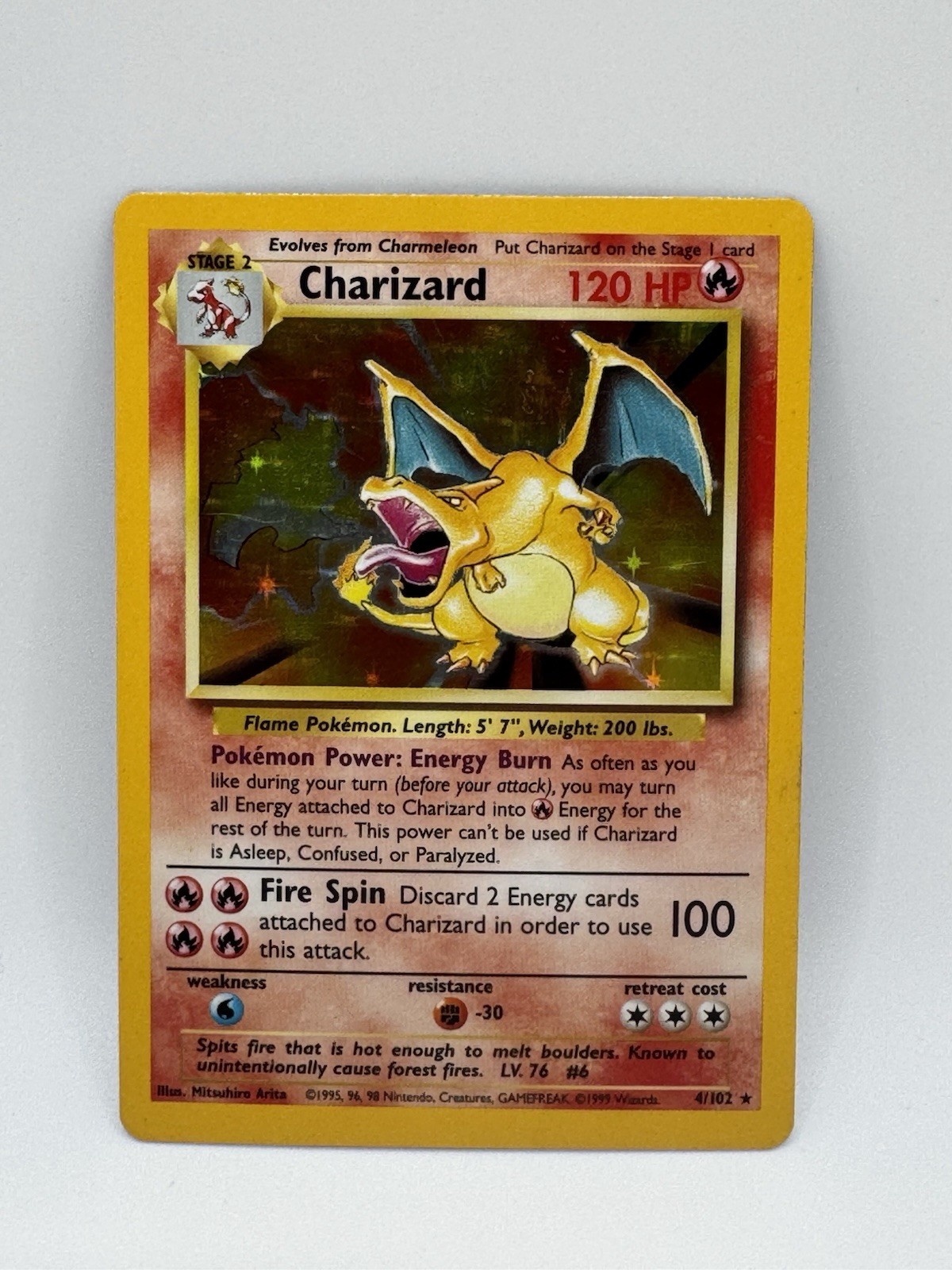 Pokemon TCG Charizard 4/102 Base Set 4th Print 1999-2000 Vintage WOTC