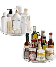 2 Pack Lazy Susan Organizer Turntable, Clear 9 Inch Rotating Organizer Tray for