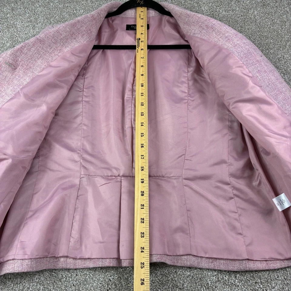 Chaqueta Blazer Talbots Rosa Lana Tweed Mujer Talla 10 Peplum Plisado Botón Frontal Foto 3 de 4