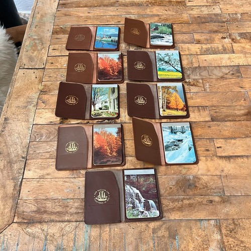 Vintage Lot of New England Life Leather Mini Folio Notepad Card Case