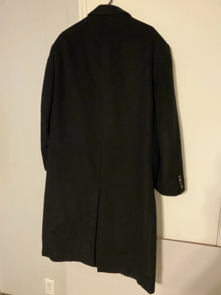 Casaco de inverno STAFFORD masculino MISTURA DE LÃ PRETA TRENCH COAT LONGO 44L - Imagem 2 de 4