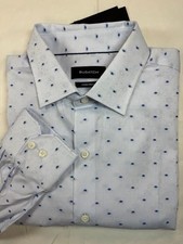 Bugatchi Men's Blue Polka Dot Button Up Dress Shirt 17-34/35 NWT - MSRP 179