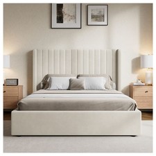 Ottoman Storage Gas Lift panel Bed Frame Velvet Upholstered Double King Size Uk
