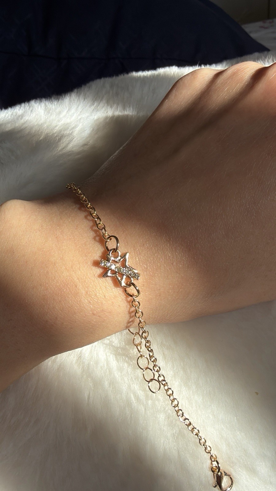Gold Tone Star Charm rhinestone Adjustable Chain Bracelet Fashion Jewelry