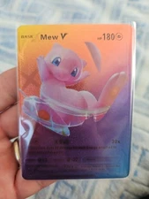 Mew V Full Art Rainbow Foil Fan Art Vinyl Textured Collector Pokemon 069/189