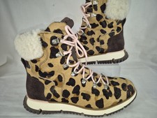 Cole Haan Zerogrand 360 Leopard Print Calf Hair Shearling Trim Hiker Boots 6.5M