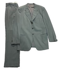 Vtg Giorgio Armani Le Collezioni Gray Wool Cotton Suit Made In Italy 42R 36x32