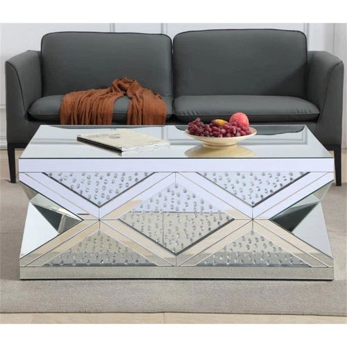 Elegant Decor Modern 47.5" Royal Cut Crystal Mirrored Accent Coffee Table - Picture 4 of 6