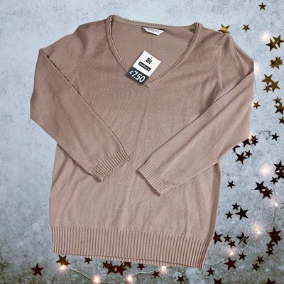 Damen Editions Nerz V-Ausschnitt Pullover weicher Strick Langarm Größe 10 *neu''