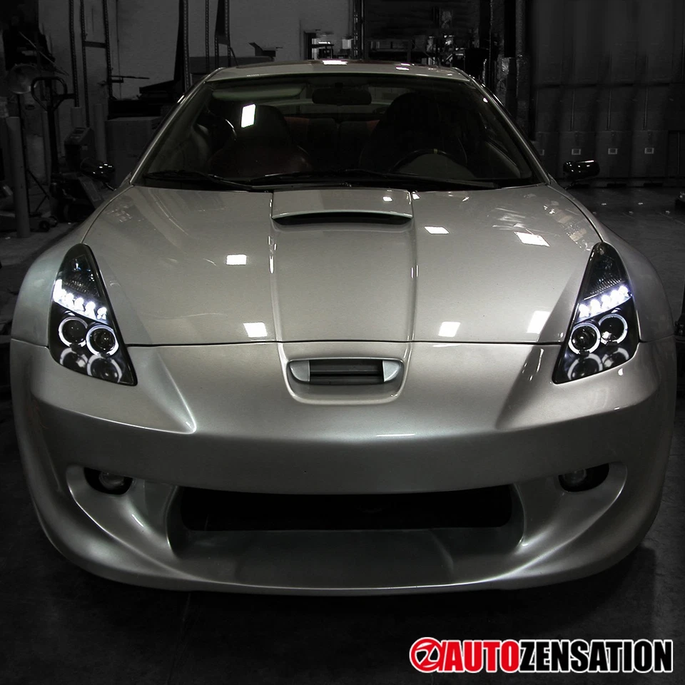 Fit 2000-2005 Toyota Celica Smoke LED Halo Projector Headlights Head Lamps 00-05 Foto 2 de 4