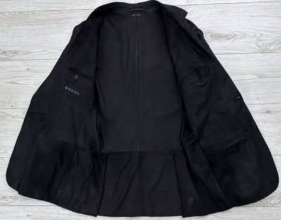 Vintage Gucci x Tom Ford Black Peak Lapel Leather Jacket Blazer