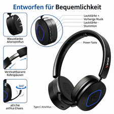 Wantek Bluetooth-Headset mit Noise-Cancelling-Mikrofon Professional Kopfhörer – Bild 6