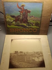 large original photo 1880's American west brickmakers and BRONCO fruit sign