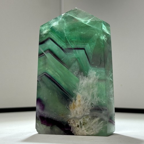 205G Feather Fluorite Point Tower Obelisk Quartz Crystal Healing Reiki - Picture 5 of 12