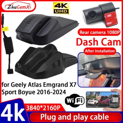 4K HD Wifi DVR Dash Cam Camera for Geely Atlas Emgrand X7 Sport Boyue 2016-2024